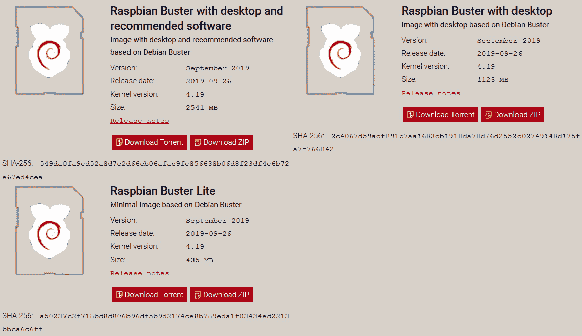 Figure 22: Raspbian image download page 